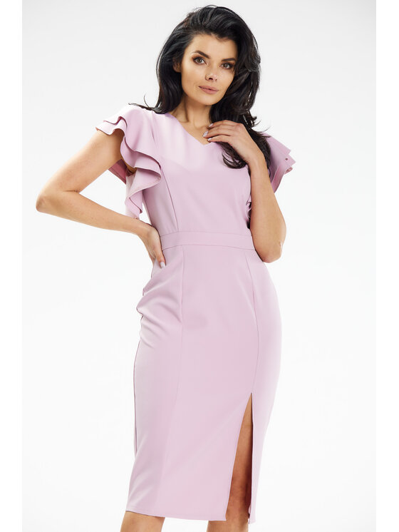 Awama Awama Sukienka wieczorowa A634 Różowy Basic Fit