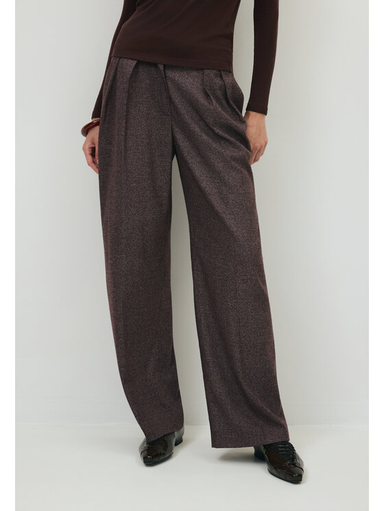 BIZUU BIZUU Spodnie materiałowe BANOS WIDE-LEG Brązowy Standard Fit