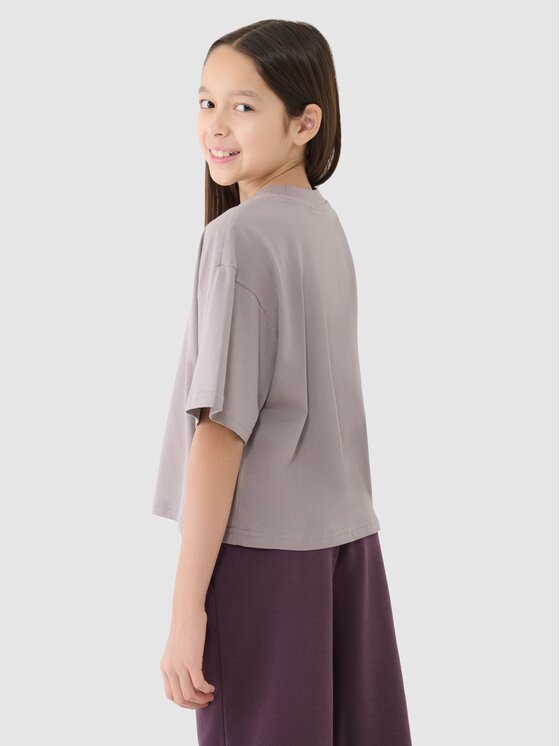 4F 4F T-Shirt 4FJRSS25TTSHF2587-83S Brązowy Cropped Fit