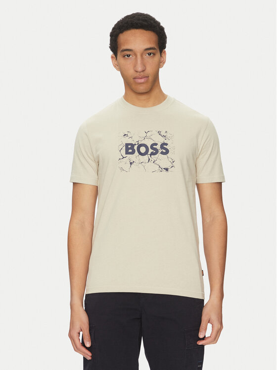 BOSS BOSS Majica Logo Space 50539186 Bež Regular Fit