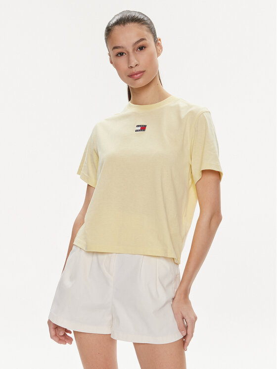 Női Póló Tommy Jeans, Méret: XXS, Sárga, Badge DW0DW17391