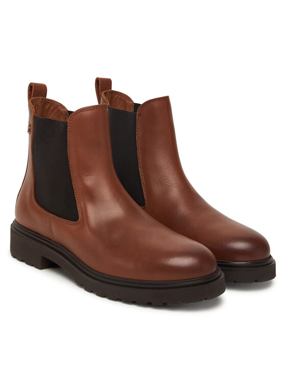 Tommy Hilfiger Tommy Hilfiger Členková obuv s elastickým prvkom Cleated FW0FW08766 Hnedá