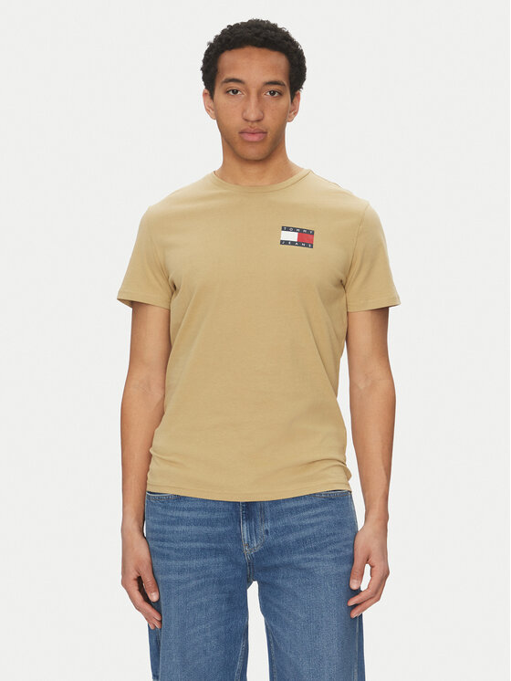 Tommy Jeans Tommy Jeans T-Shirt Essential DM0DM20740 Beżowy Slim Fit