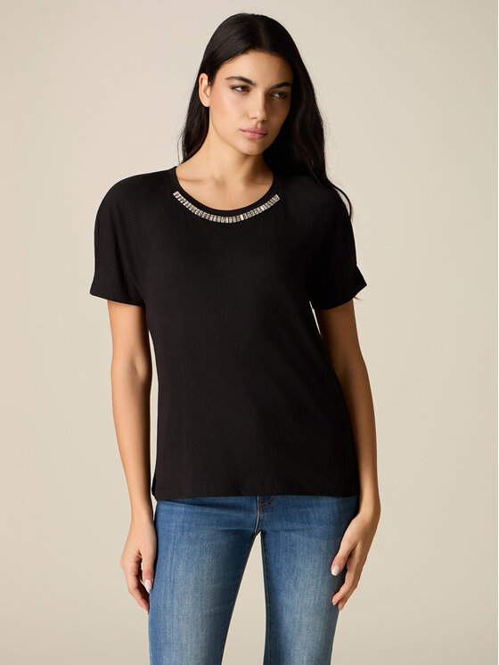 Oltre Oltre T-Shirt G095J004332N033 Czarny Regular Fit