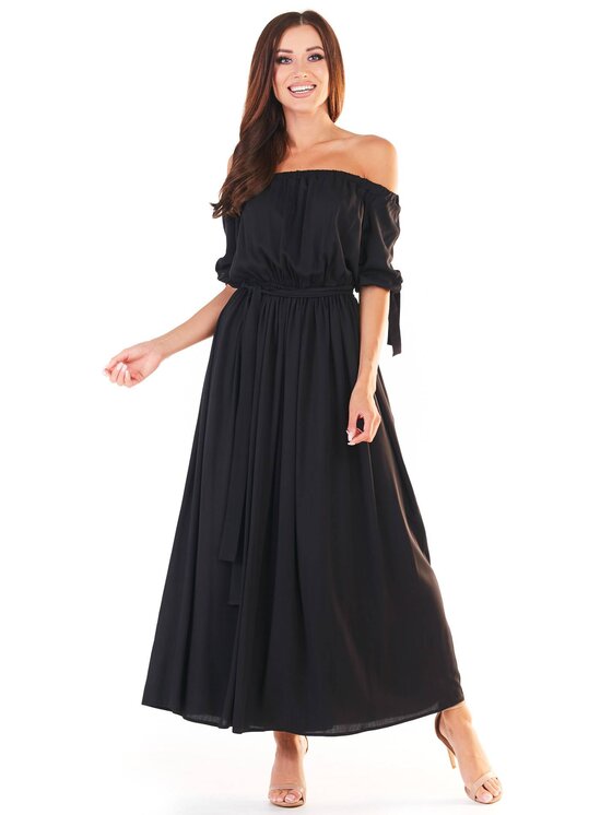 Awama Awama Sukienka letnia A357 Czarny Basic Fit