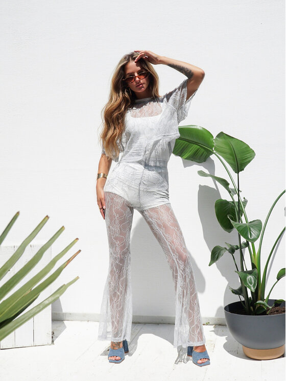LilaLou LilaLou Spodnie materiałowe Rebel Szary Regular Fit