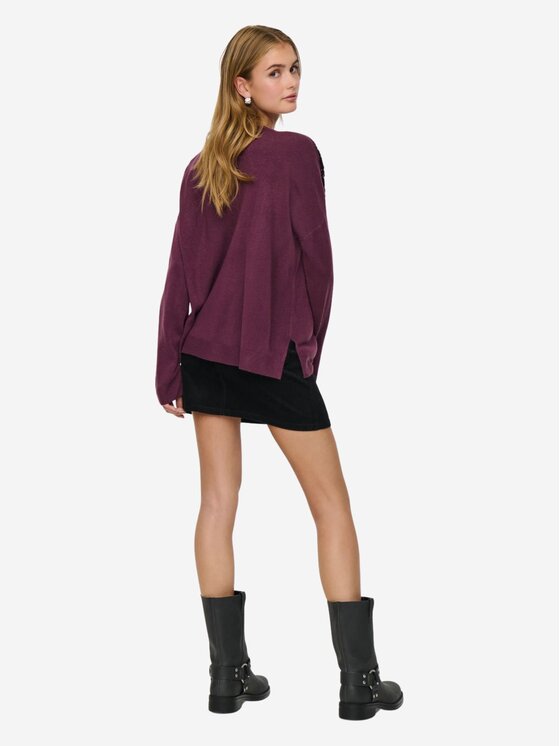 ONLY ONLY Maglione Onlstarry ls sequins boxy Bordeaux Regular Fit