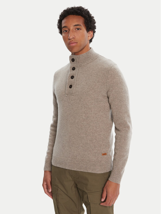 Barbour Barbour Svetr Patch Half Zip MKN0585ST51 Béžová Regular Fit