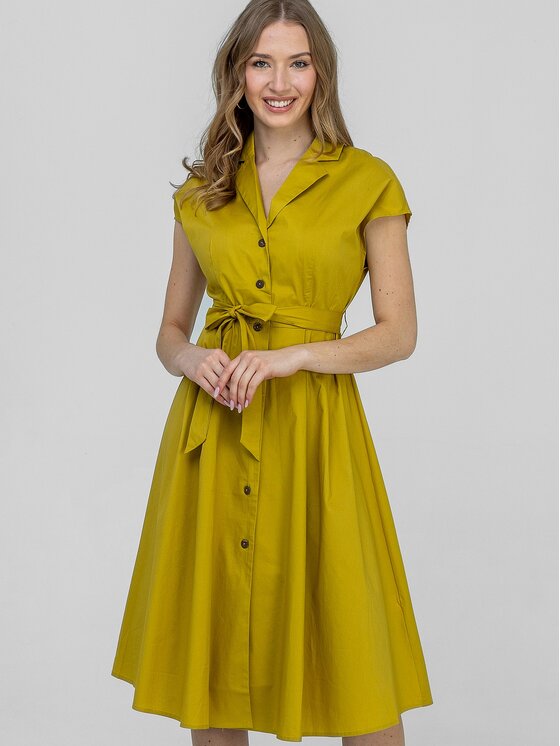 Perso Perso Letné šaty RBE265135F Tmavo žltá Regular Fit