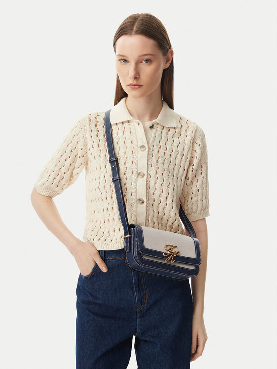 Tommy Hilfiger Geantă Th Script Flap Crossover Canvas AW0AW18737 Crem