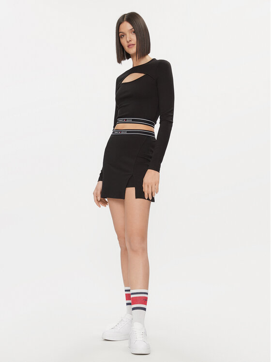 Tommy Jeans Tommy Jeans Мини пола DW0DW17436 Черен Slim Fit