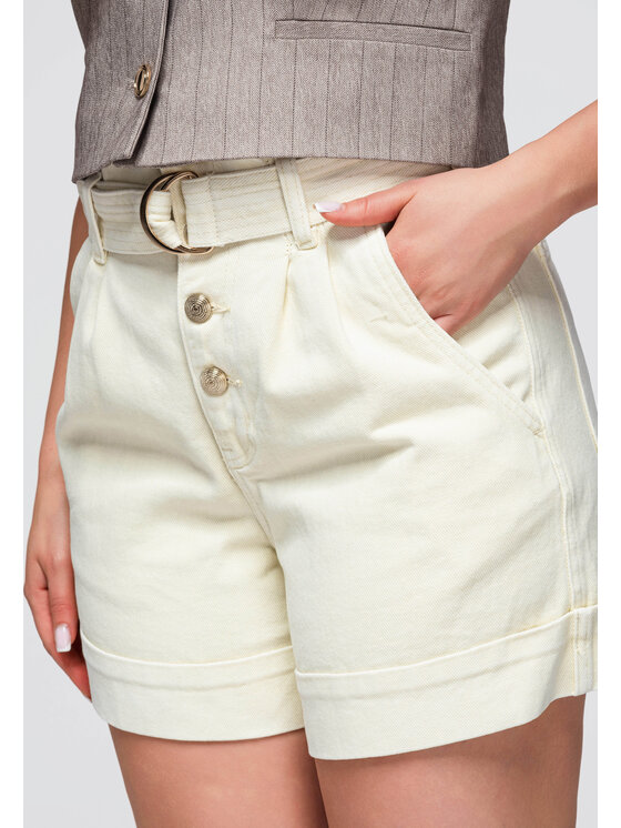Ombre Ombre Szorty jeansowe OW-ST-E0011 Beżowy Relaxed Fit