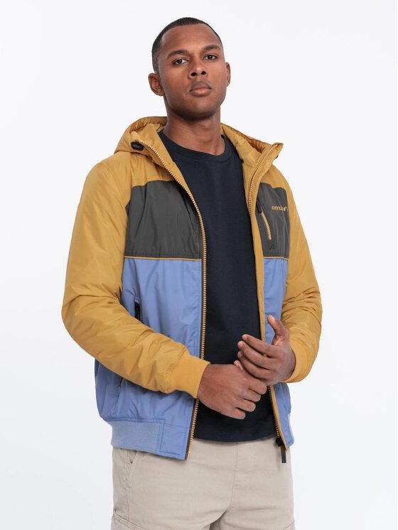 Ombre Ombre Kurtka przejściowa OM-JANP-0194 Niebieski Regular Fit