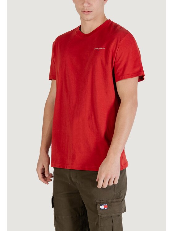 Tommy Jeans Tommy Jeans T-shirt TJM SLIM LINEAR CHES Rosso Slim Fit