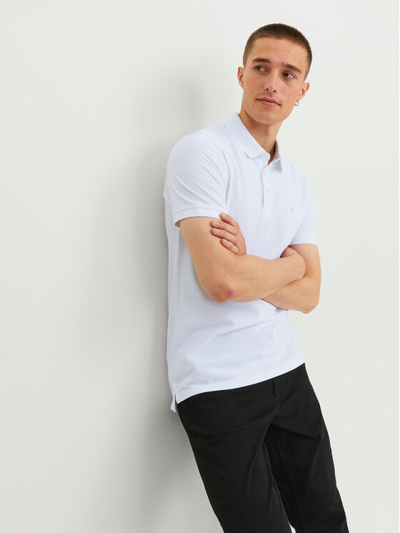 Jack & Jones Jack & Jones Tricou polo Paulos 12136668 Alb Slim Fit