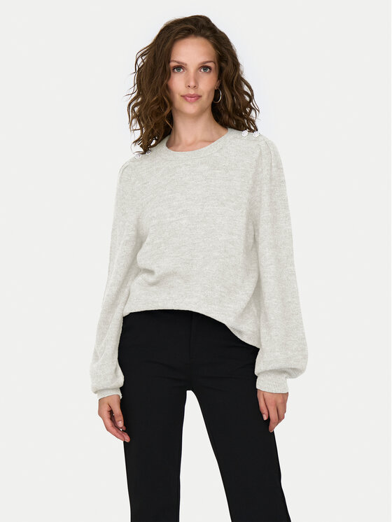 JDY Pulover Elanora 15328345 Écru Regular Fit