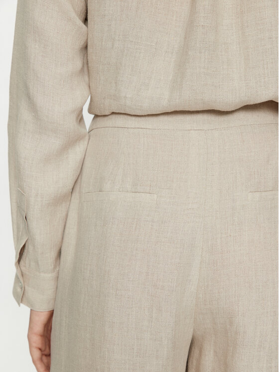 Marella Marella Spodnie materiałowe Nizere 2413131212 Écru Relaxed Fit