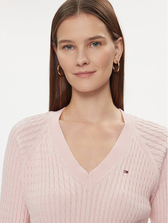 Tommy Hilfiger Tommy Hilfiger Pullover Co Cable V-Nk Sweater WW0WW40674 Rosa Regular Fit