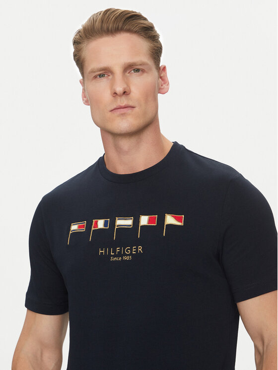 Tommy Hilfiger Tommy Hilfiger T-Shirt Multi Flags MW0MW38616 Granatowy Regular Fit