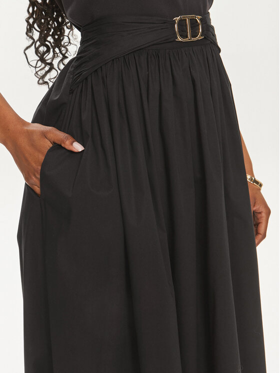 TWINSET TWINSET Trapéz szoknya 241TT2023 Fekete Loose Fit