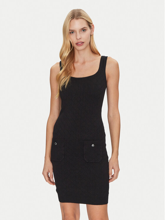 Guess Guess Úpletové šaty W5RK17 Z2YJ2 Černá Slim Fit