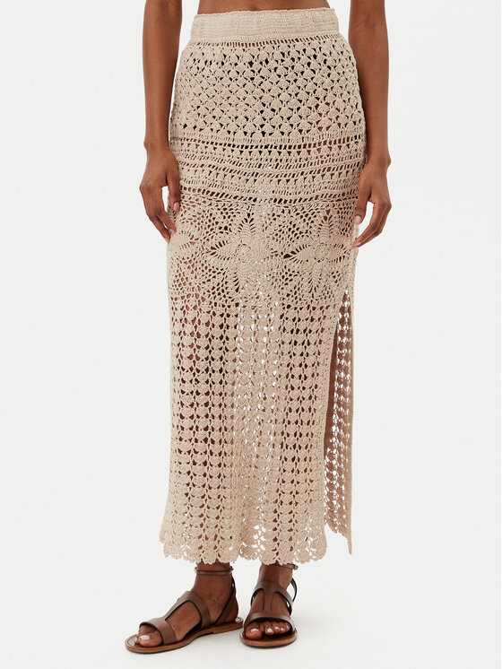 Selmark Selmark Maxi sukně BC172 Béžová Slim Fit