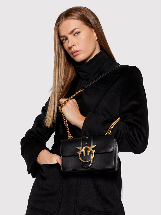 PINKO Pinko Дамска чанта Love Mini Icon Simply 10 Cl AI 21-22 PLTT 1P22AB Y6XT Черен