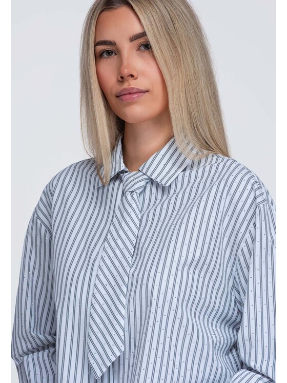 Ombre Ombre Koszula OW-SH-E0069 Szary Loose Fit