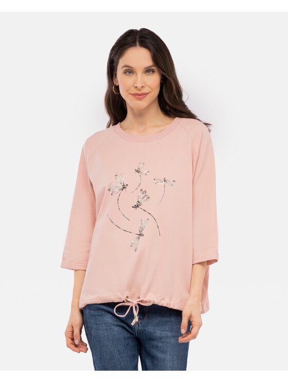 Perso Perso T-Shirt z rękawem 3/4 Różowy Regular Fit