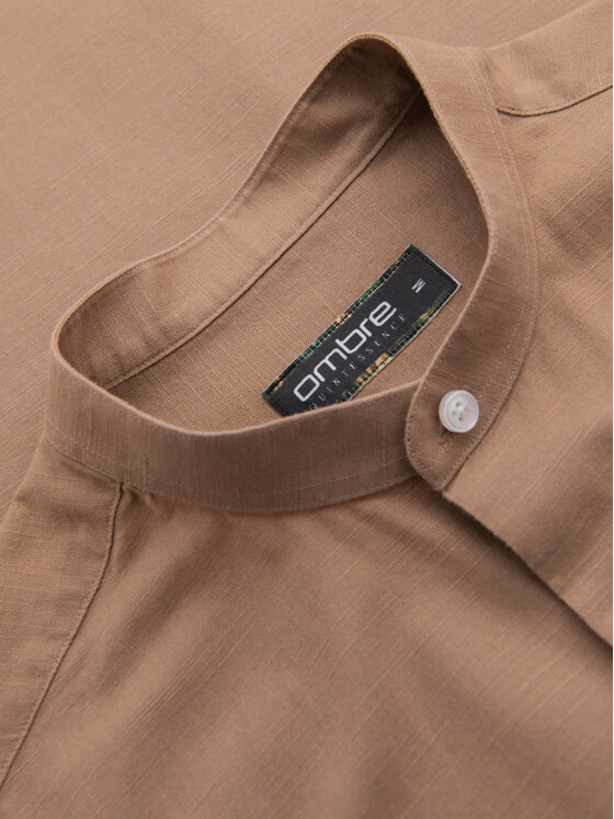 Ombre Ombre Koszula K704 Brązowy Regular Fit
