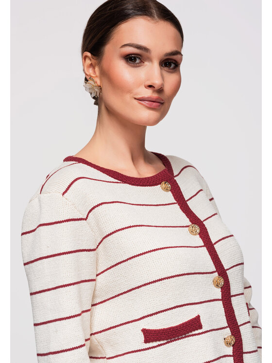 Ombre Ombre Kardigan OW-SWCD-0101 Bordowy Regular Fit