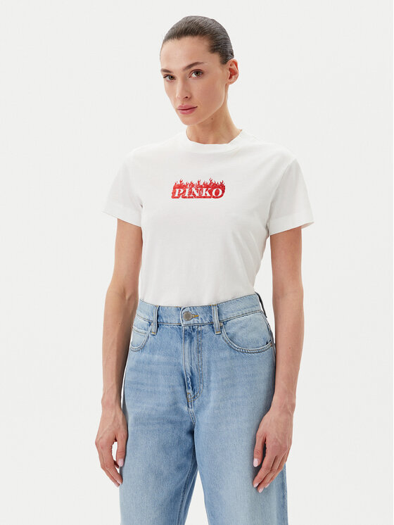 PINKO PINKO Marškinėliai Trapani 105050 A2D6 Balta Regular Fit