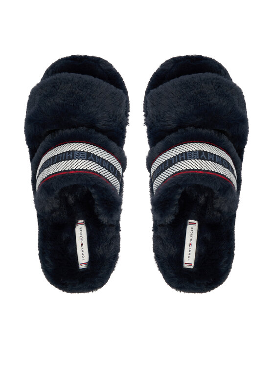 Tommy Hilfiger Tommy Hilfiger Papuci de casă Hilfiger Fur Slipper FW0FW08854 Bleumarin