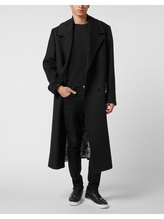 PHILIPP PLEIN PHILIPP PLEIN Płaszcz zimowy 25447 Czarny Regular Fit