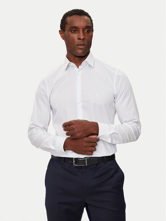 Calvin Klein Męska Koszula, rozmiar 43, Biała, K10K113537