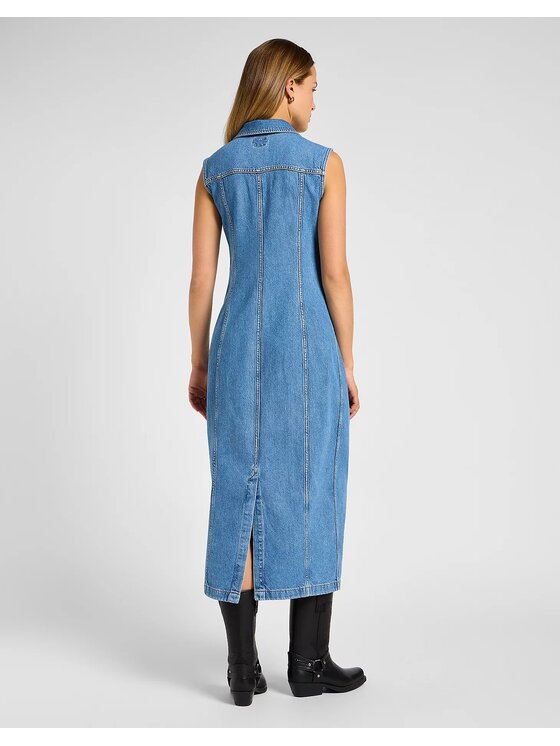 Lee Lee Sukienka jeansowa Long Slim Dress 112355119 Niebieski Slim Fit