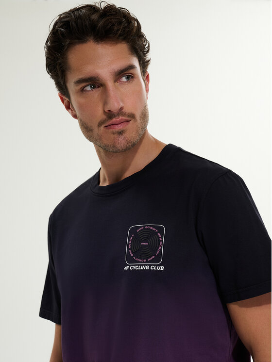 4F 4F T-Shirt WHEEL & WAVE Czarny Relaxed Fit