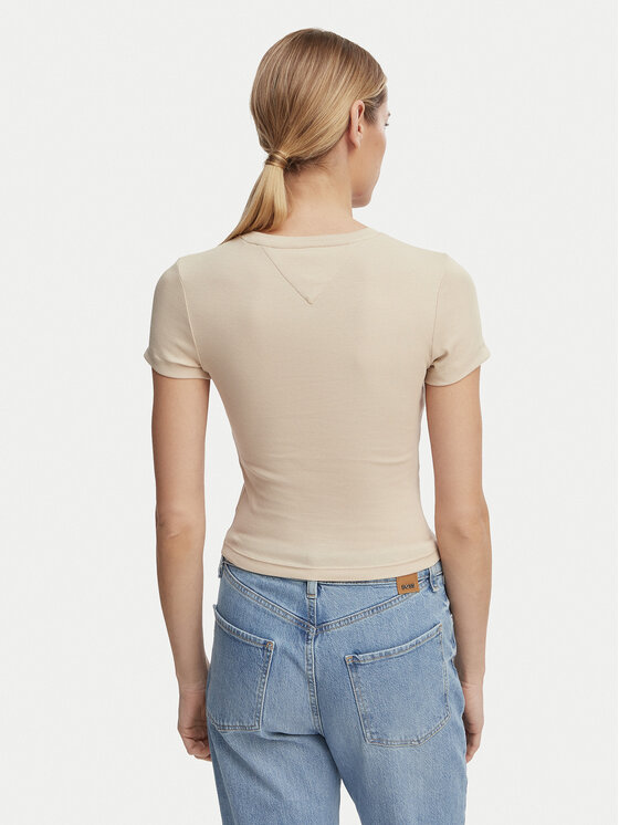 Tommy Jeans Tommy Jeans T-särk Wavy Flag DW0DW22272 Helebeež Slim Fit