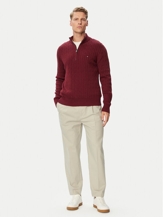 Tommy Hilfiger Tommy Hilfiger Sweter Classic MW0MW36532 Bordowy Regular Fit
