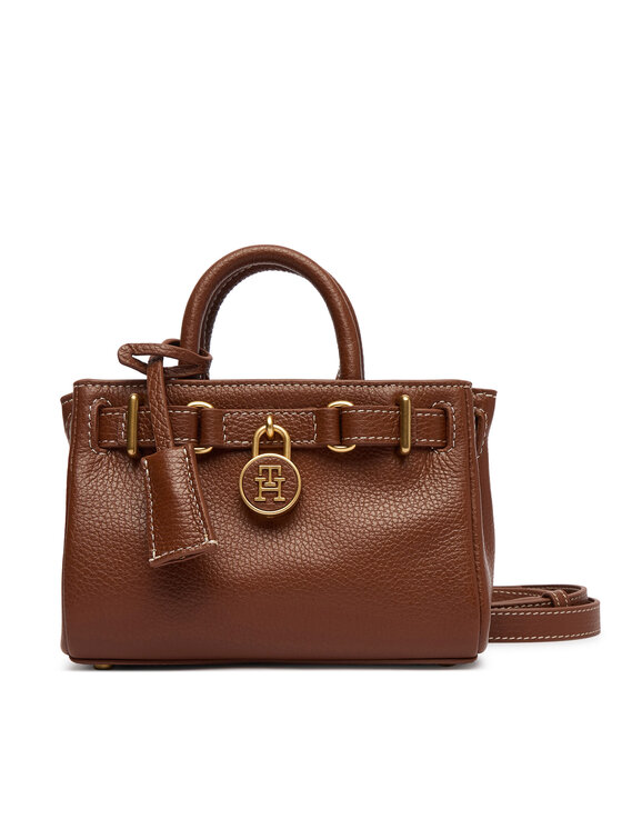 Tommy Hilfiger Tommy Hilfiger Дамска чанта American Icon Micro Tote Leather AW0AW18167 Кафяв