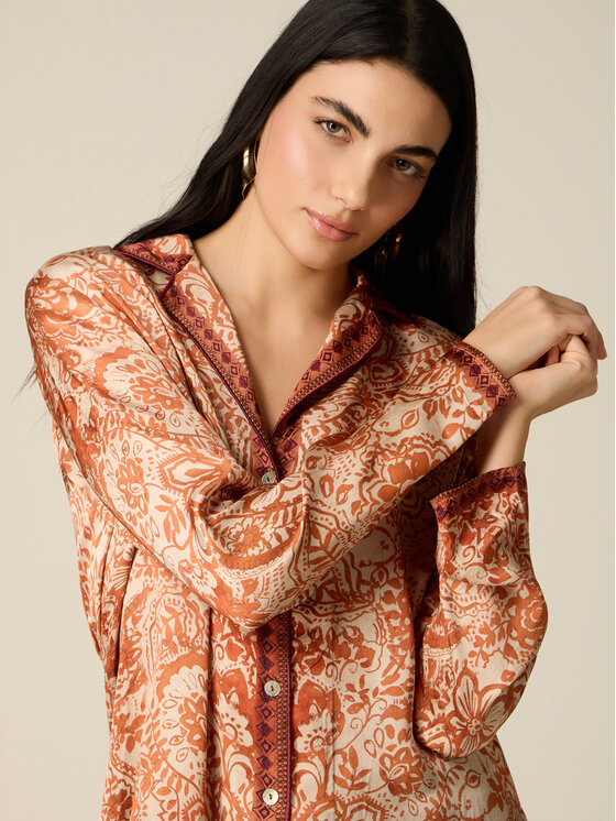 Oltre Oltre Koszula 5086R003267N0S7 Pomarańczowy Regular Fit