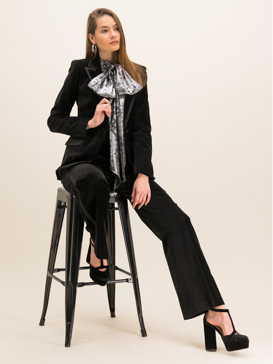 Tommy Hilfiger Tommy Hilfiger Bavlnené nohavice ZENDAYA Velvet Tuxedo WW0WW26161 Čierna Regular Fit