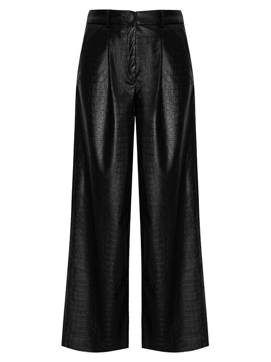 Magda Matyja Magda Matyja Spodnie skórzane SILVANA TROUSERS Czarny Relaxed Fit