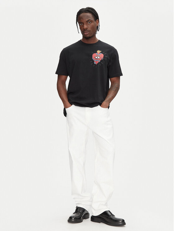 Just Cavalli Just Cavalli Marškinėliai 78OAHE07 Juoda Regular Fit