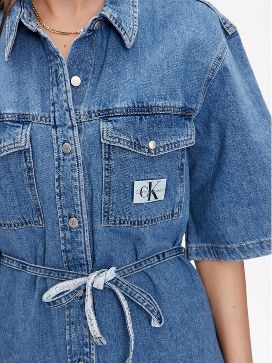 Calvin Klein Jeans Calvin Klein Jeans Дънкова рокля J20J220666 Син Relaxed Fit