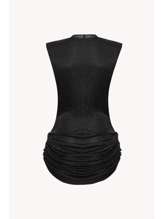Epuzer Epuzer Sukienka wieczorowa Metallic mesh drape Czarny Regular Fit