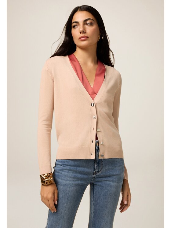 Oltre Oltre Cardigan M286J005020N002 Rosa Slim Fit