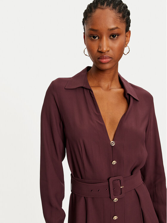 TWINSET TWINSET Sukienka koszulowa 242TT2320 Bordowy Loose Fit
