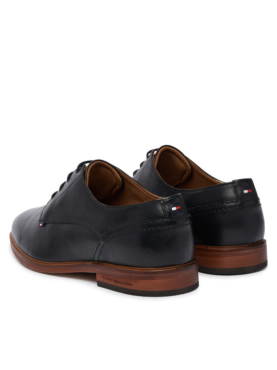 Tommy Hilfiger Tommy Hilfiger Polobotky Hilfiger Leather Dress Shoe FM0FM05777 Černá