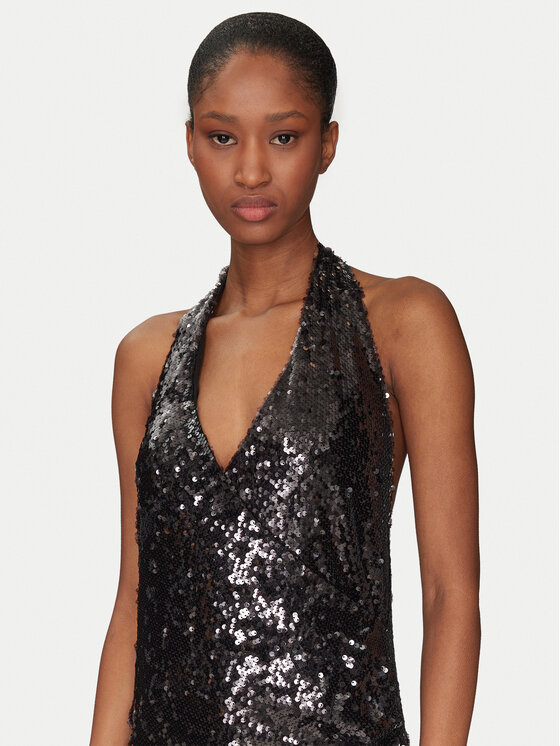 Haveone Haveone Sukienka koktajlowa AGE-M104 Czarny Regular Fit